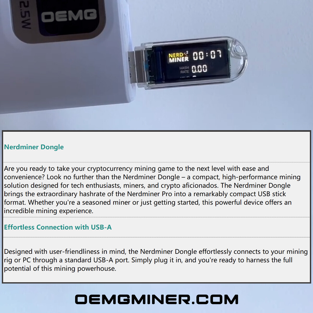 Nerdminer V2 Bitcoin USB Dongle Miner - Solo Lottery Mining, 78K Hashrate,  Crypto Gift Idea USB Bitcoin Miner