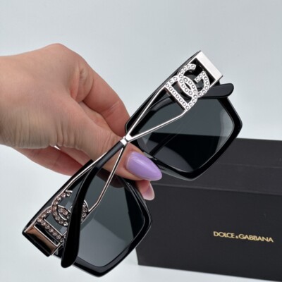 SALE! NEW D&G DG4446B 501/87  Black Silver Dark Gray Square Women Sunglasses D&G Women Sunglasses Black Silver Dark Grey Square DG4446B  main image 3