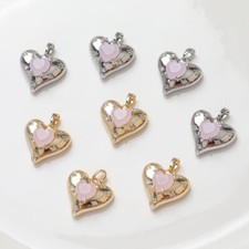 4pcs CZ Pave Love Heart Charm,Cubic Zirconia Heart Pendant,Zircon Charm