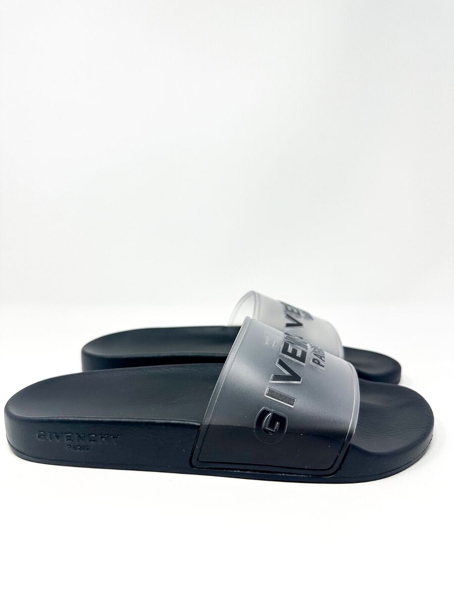 Givenchy Men's Clear Logo Slide Sandals Black/White 7 US Givenchy Men's Clear Logo Slide Sandals Black/White 7 US