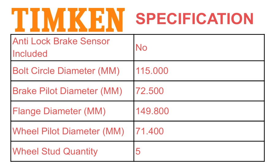 Conjunto de cojinete y buje de rueda delantera Timken para Dodge Challenger 2008-2014 Foto 3 de 4