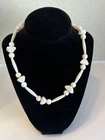 Unique Vintage White Milk Glass Beaded Necklace 26” Length Wired