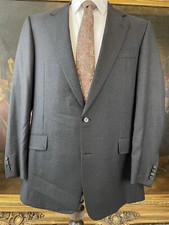 VTG Hickey Freeman 44L USA MADE Dark Gray FULL CANVAS Wool Flannel 2Btn Blazer