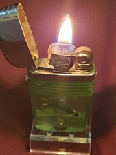 Scripto VU Fish Hook Fisherman Petrol Flint Cigarette Lighter 1962