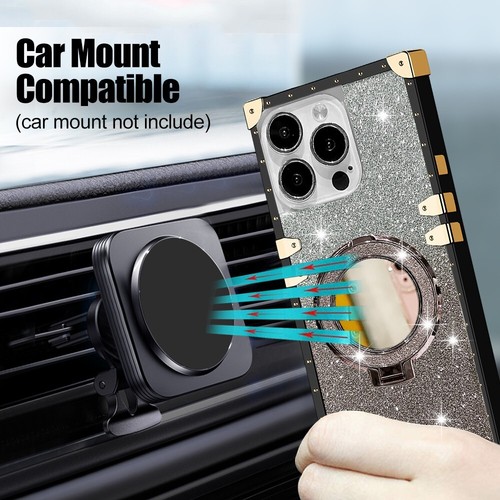 Mirror Magnetic Holder Case Hot Glitter Shockproof Cover Back For Various Phone - Picture 5 of 9