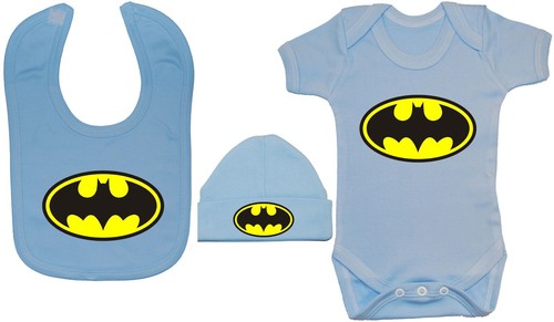 Baby Grow Bodysuit, Romper, T-Shirt, Feeding Bib & Hat, Cap Superhero Bat Man - 第 3/10 張圖片