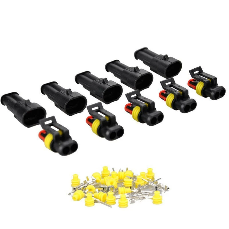 10 kit plugue conector fio elétrico impermeável selado de 2 pinos para carro caminhão - Imagem 3 de 4