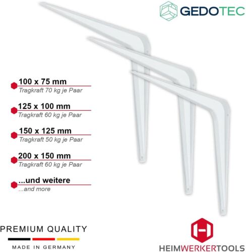 4x Ménsula Blanco Consola de Pared Estantería Sistema Estante Angular Acero - Imagen 2 de 10