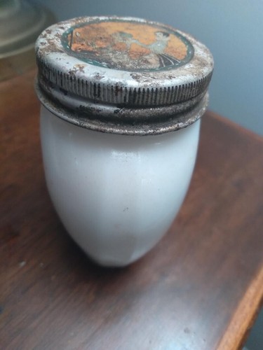 Vintage Pond’s White Milk Glass Cold Cream Jar Picture on Lid New York NY - 第 3/5 張圖片