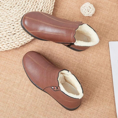 Womens Winter Comfort Warm Flat Round Toe Side Zip Solid Casual Color Boots Walk - Bild 5 von 18