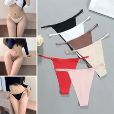 Women Sexy Thin Band Thong Ice Silk Seamless Panties Lingerie G-String Underwear