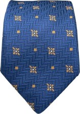 BISSE Necktie - Micro Fabric Men's Tie, Blue And Yellow Patterned Men's Tie