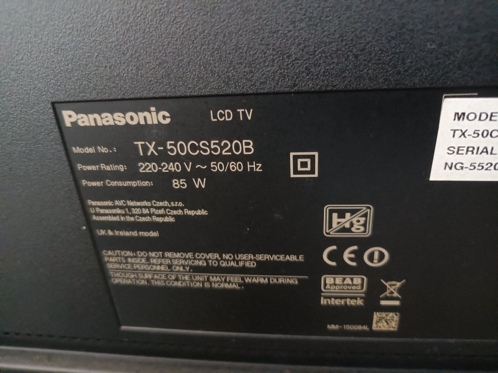 Panasonic used TX50CS520B" 4K LED Smart TV Black 5025232948574 eBay