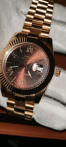 Luxury Rose Gold Day Date Chocolate Dial Watch. 24Hrs Post UK 🇬🇧 STOCK - Picture 4 of 18
