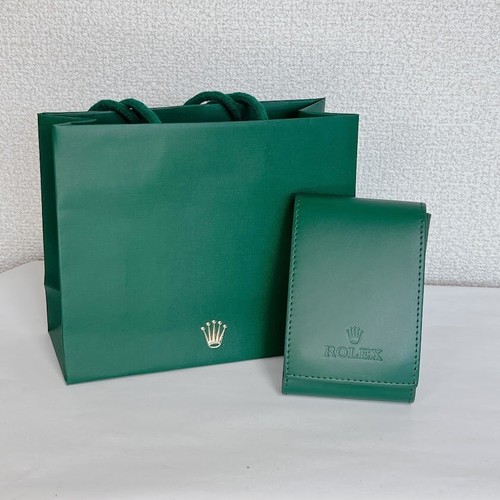 ROLEX Watch Case Green Leather Protection Soft Travel Pouch Watch Holder Japan - Picture 2 of 12