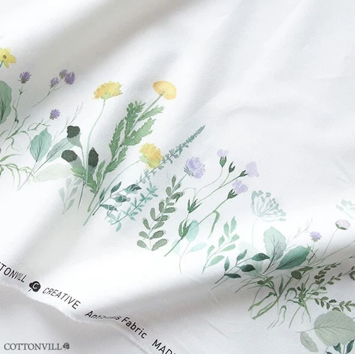 Dandelion Flower Patterned Border Fabric made in Korea  by the Half Yard