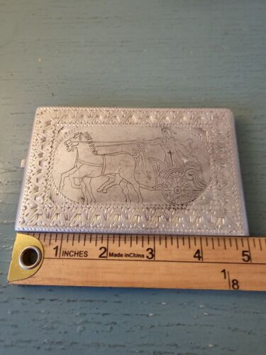 Antique & Ornate Silver Metal Cigarette Case, Risque Inside-Very Good - Picture 6 of 7