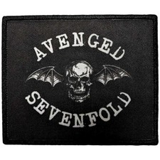 Image of Avenged Sevenfold Death Bat White On Black Woven Sew On Patch Official