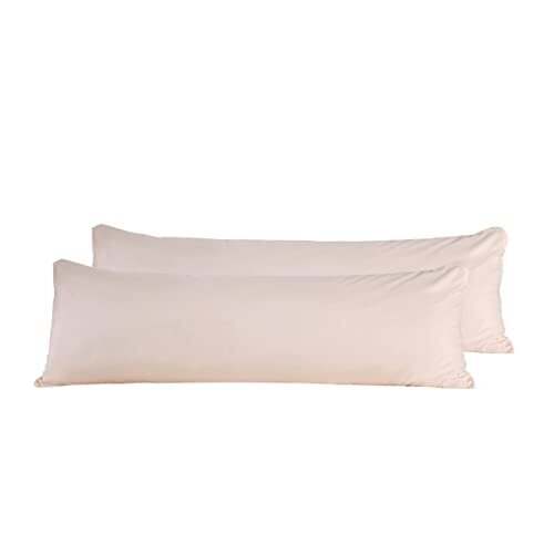 Luxury Soft Brushed Microfiber Body Pillow Cover 21x54 Pack of 2 Ivory