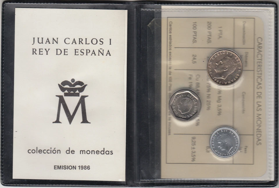 España Spanien Offizielle Geldbörse Pesetas 1986 Madrid Juan Carlos I FNMT - Bild 1 von 1