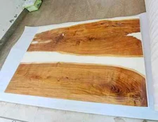 White Epoxy Resin Dining Table Top, Live Edge Wood Dining Center Home Decors