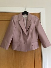 Ladies Pale Pink Rose Short Jacket Uk 12 Hobbs Lined Wool Silk