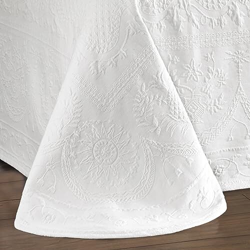 King Charles Matelasse-Tagesdecke – 100% Baumwolle, Blumenmuster, Full/Queen (ca. 244x229 Cm), Stonewashed, Atmungsaktiv