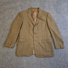 Ermenegildo Zegna Blazer Mens 44 Brown Houndstooth Cashmere Wool Sport Coat