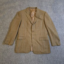 Ermenegildo Zegna Blazer Mens 44 Brown Houndstooth Cashmere Wool Sport Coat