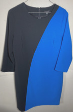 Ann Taylor Dress Womans 10 Blue Black Turquoise Career Color Block 3/4 Sleeve