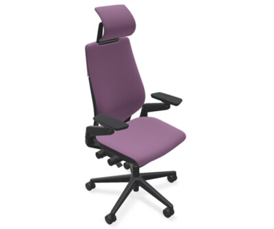 Steelcase Gesture Adj Headrest Task Desk Chair Black Frame Concord 5S19 Fabric