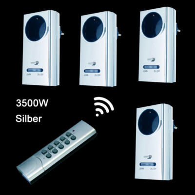 4 home Easy Funksteckdose 3500W SILBER + FB Funk Stecker Steckdosen Funkschalter