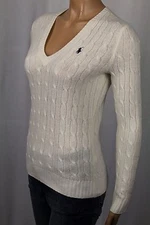 Ralph Lauren Cream V-Neck Wool Angora Sweater NWT