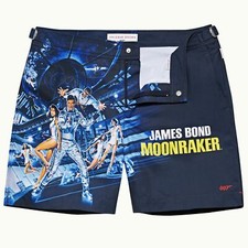 Pantalones Cortos de Natación James Bond Orlebar Marrón BULLDOG 007 Moonraker Longitud Media