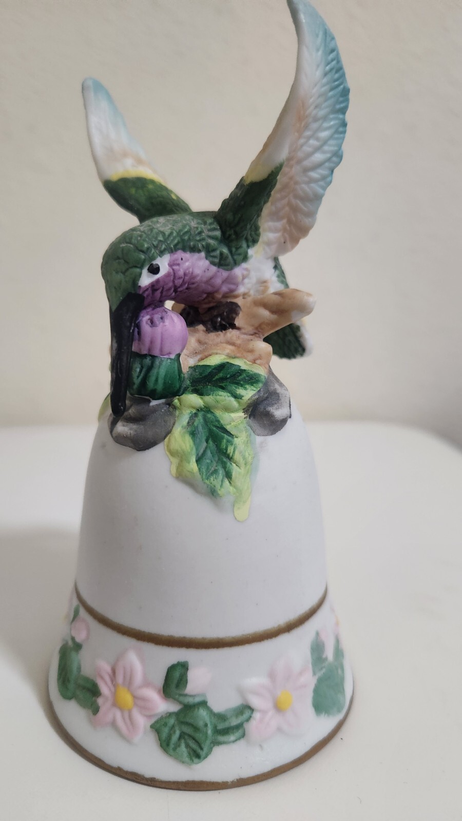 Classic Treasures Porcelain Collectible Hummingbird Dinner Bell Smoke Free Home