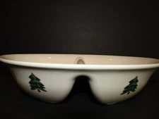 Pfaltzgraff SNOW BEAR 10"X7.5" Divided VEGETABLE Serving DISH Bowl MITTENS Tree