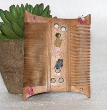 1930s Vintage Tribal Lady Brown Wooden Comb Vanity Handmade Old Original