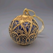 Henry Flagler Museum Style Royal Ball Ornament Brass Inlay Heavy Duty Vintage 