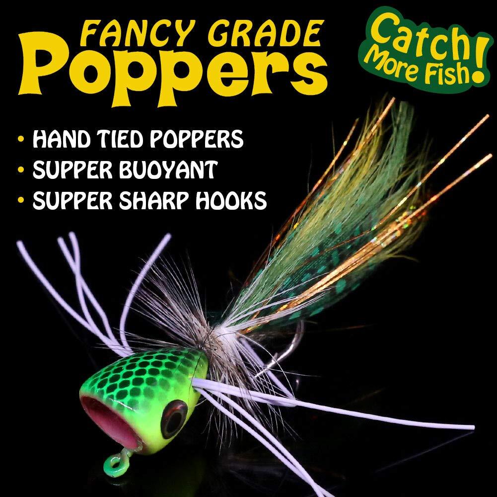 Popper-Flies-for-Fly-Fishing-Topwater-Panfish-Bluegill-Bass-Poppers Flies Bugs - Image 7
