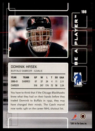 2001-02 Be a Player Memorabilia Dominik Hasek Buffalo Sabres #198 - Picture 2 of 2