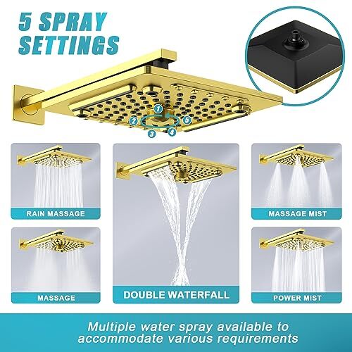 Bathroom Shower Faucet Set Mixing Valve and Trim Kit, Without Tub