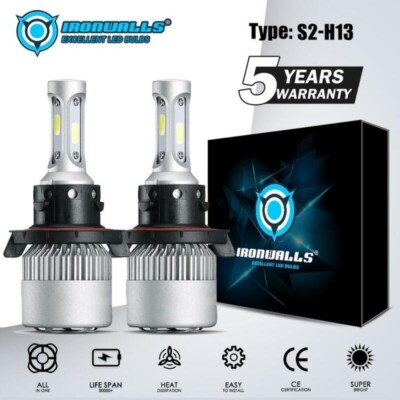 IRONWALLS H13 9008 LED Headlight Bulbs Kit 1800W 270000LM Hi