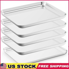 Stainless Steel Baking Sheet Set Non Toxic Durable Easy Clean Bakeware 5 Pcs New