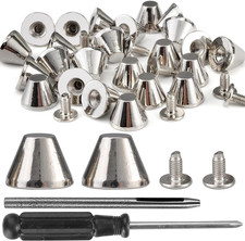 30 Sets 5/16" Height Spikes and Studs 8MM Handbag Feet Silver Color Barrel Spike