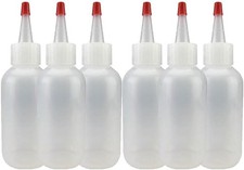 Squeeze Bottles, LDPE Plastic, Natural Boston Round with Yorker Spout, Red Caps