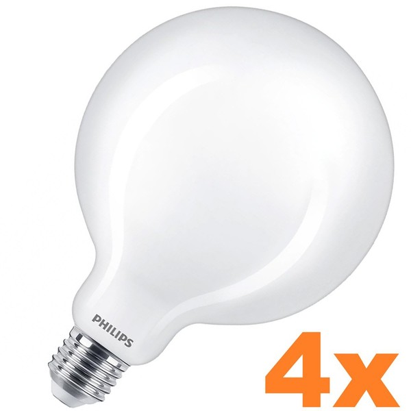 4 Xhelle Philips E27 Led Globe G125 Lampe 13W Wie 120W Opalweiss Mattierte Kugel-image
