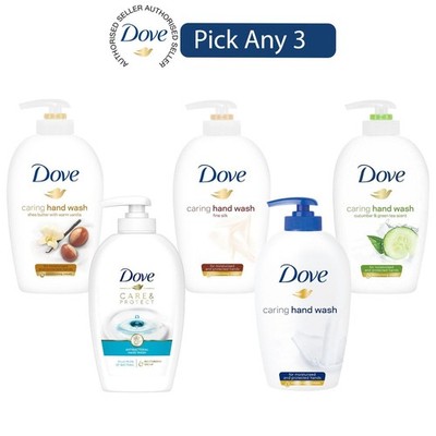 3x Multi-Choice Dove Liquid Moisturised & Protected Hand Wash, 250ml, Pick & Mix