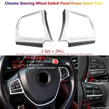 2x For BMW 5 7 Series F10 F07 F01 Car Interior Steering Wheel Button Cover Trims