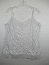 Maurices Crinkle Camisole Tank Top Women 2XL White Lace Trim Adjustable Straps