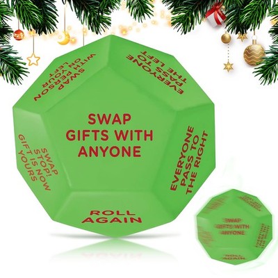 kykake 2025 New-Santa Swap Gift Exchange Dice,3 * 3.94 inches, Dice 